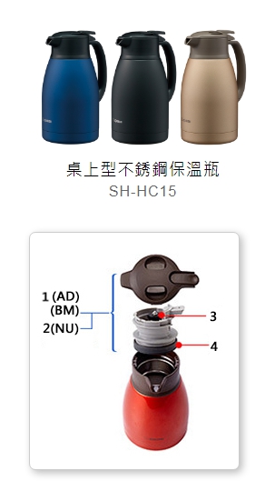 象印SH-HC10 15 19 白鐵保溫壺