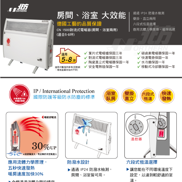 北方 CNI-微電腦 第二代對流式電暖器