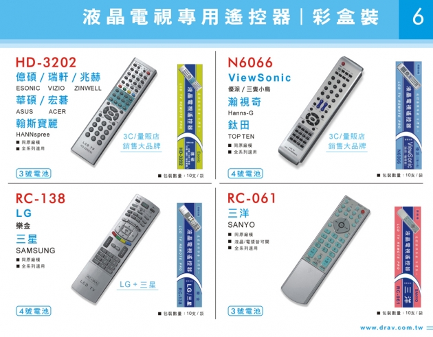 液晶 三洋、ViewSonic、LG、億碩、瑞軒等遙控器