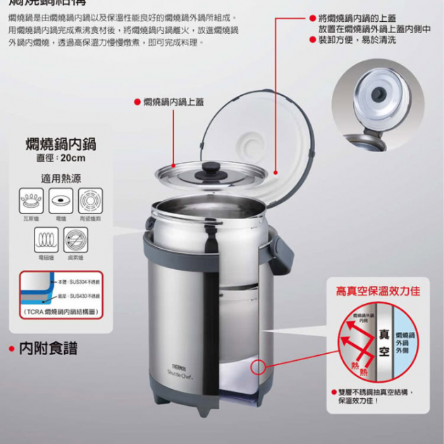 膳魔師 TCRA- 6000 子母鍋型燜燒鍋 6公升(3L*2)