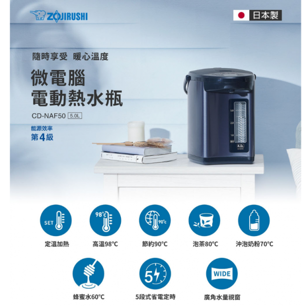 象印 (CD-NAF40 / 50)*日本製 4 / 5公升 微電腦電動熱水瓶